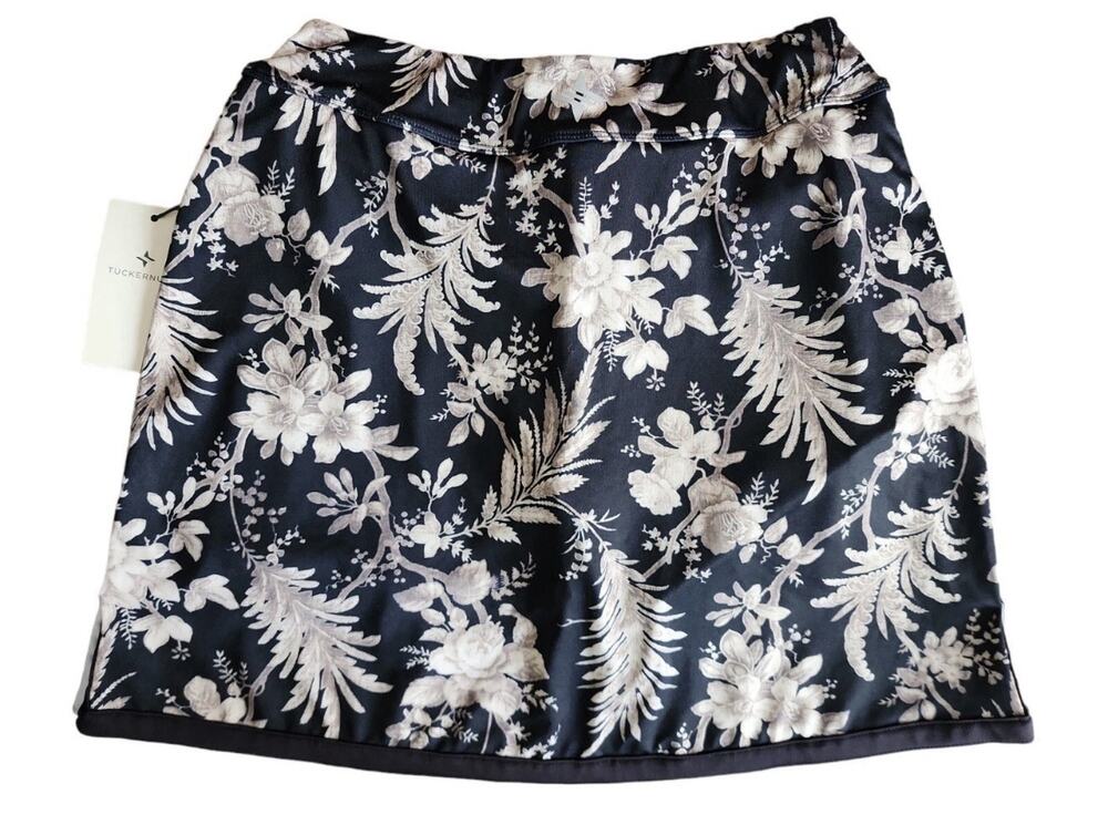 NWT Tuckernuck Ojai Vines 16 Inch Piped Golf Skirt Floral Black XS